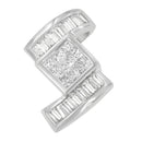 14K White Gold 1 2/5 cttw Princess and Baguette Cut Diamond Zig Zag Pendant Necklace (H-I, SI1-SI2)-5