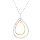 14K Two-Tone Gold Round Cut Diamond Double Burst Pendant Necklace (1.00 cttw, H-I Color, SI2-I1 Clarity)-6