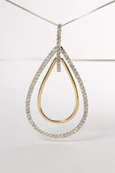 14K Two-Tone Gold Round Cut Diamond Double Burst Pendant Necklace (1.00 cttw, H-I Color, SI2-I1 Clarity)-8
