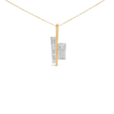 18K Yellow and White Gold 1 7/8 Cttw Princess Baguette Diamond Key Shaped 18" Pendant Necklace (H-I Color, SI1-SI2 Clarity) - 0