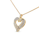 14K Yellow Gold Plated .925 Sterling Silver 1.00 Cttw Baguette Diamond Composite Open Heart 18" Inch Pendant Necklace (I-J Color, I1-I2 Clarity)-6