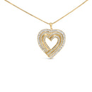 14K Yellow Gold Plated .925 Sterling Silver 1/4 Cttw Round and Baguette-Cut Diamond Composite Heart 18" Pendant Necklace (H-I Color, SI2-I1 Clarity)-4