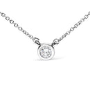 10K White Gold 1/10 Carat Round Brilliant-Cut Diamond Modern Bezel-Set Solitaire 16"-18" Pendant Necklace (H-I Color, SI2-I1 Clarity)-11