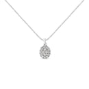 .925 Sterling Silver 1 1/2 Cttw Diamond Oval Cluster Pendant Necklace (I-J Color, I2-I3 Clarity) - 18"-4