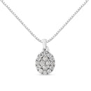 .925 Sterling Silver 1 1/2 Cttw Diamond Oval Cluster Pendant Necklace (I-J Color, I2-I3 Clarity) - 18"-6
