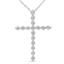 .925 Sterling Silver 1/6 Cttw Brilliant-Cut Diamond Miracle-Set Shared Prong Cross 18" Pendant Necklace (I-J Color, I2-I3 Clarity)-4