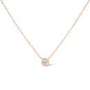 10K Rose Gold 1/2 Carat Round Brilliant-Cut Diamond Modern Bezel-Set Solitaire 16"-18" Pendant Necklace (H-I Color, SI2-I1 Clarity)-5