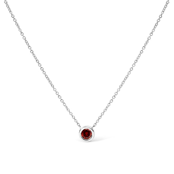 14K White Gold 1/2 Cttw Red Lab Grown Diamond Bezel-Set Solitaire 18" Pendant Necklace (Red Color, VS1-VS2 Clarity)