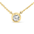 10K Yellow Gold 1/2 Carat Round Brilliant-Cut Diamond Modern Bezel-Set Solitaire 16"-18" Pendant Necklace (H-I Color, SI2-I1 Clarity)-7