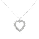 .925 Sterling Silver 1/4 Cttw Miracle Set Diamond Open Heart 18" Pendant Necklace (I-J Color, I3 Clarity)-5