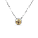 .925 Sterling Silver 1/5 Cttw Bezel Set Champagne Diamond Solitaire 18" Pendant Necklace (K-L Color, I1-I2 Clarity)-6