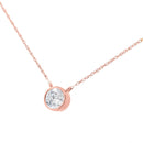 AGS Certified 10K Rose Gold 1/5 Cttw Bezel Set Round Diamond Solitaire 16-18" Adjustable Pendant Necklace (H-I Color, VS1-VS2 Clarity)-6