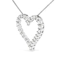 .925 Sterling Silver 2.0 Cttw Diamond Open Heart 18" Pendant Necklace (I-J Color, I2-I3 Clarity)-7