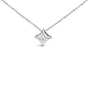 10K White Gold 1/10 Cttw Bezel Set Solitaire Princess Cut Diamond Kite Shaped Pendent Necklace - 18" Inches-7