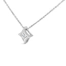 10K White Gold 1/10 Cttw Bezel Set Solitaire Princess Cut Diamond Kite Shaped Pendent Necklace - 18" Inches-8
