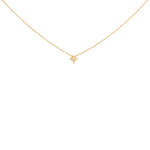 10K White Gold 1/10 Cttw Bezel Set Solitaire Princess Cut Diamond Kite Shaped Pendent Necklace - 18" Inches