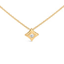 10K Yellow Gold 1/5 Cttw Bezel Set Princess Diamond Kite Shaped Solitaire Pendent Necklace-9