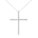 .925 Sterling Silver 2 1/2 cttw Diamond Cross Pendant Necklace (H-I, I2-I3)-6