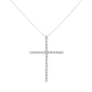 .925 Sterling Silver 2 1/2 cttw Diamond Cross Pendant Necklace (H-I, I2-I3)-7