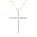.925 Sterling Silver 2 1/2 cttw Diamond Cross Pendant Necklace (H-I, I2-I3)-10
