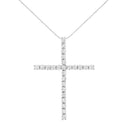 .925 Sterling Silver 3.0 Cttw Round Shape Diamond 1-1/2" Cross Pendant with Box Chain Necklace (I-J Color, I2-I3 Clarity) - 18"-5