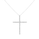 .925 Sterling Silver 3.0 Cttw Round Shape Diamond 1-1/2" Cross Pendant with Box Chain Necklace (I-J Color, I2-I3 Clarity) - 18"-8