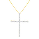 .925 Sterling Silver 3.0 Cttw Round Shape Diamond 1-1/2" Cross Pendant with Box Chain Necklace (I-J Color, I2-I3 Clarity) - 18"-7