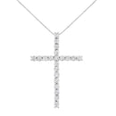 .925 Sterling Silver 4.0 Cttw Diamond 2-1/4" Cross Pendant with Box Chain Necklace (I-J Color, I1-I2 Clarity) - 18"-5