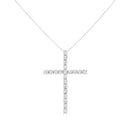 .925 Sterling Silver 4.0 Cttw Diamond 2-1/4" Cross Pendant with Box Chain Necklace (I-J Color, I1-I2 Clarity) - 18"-6