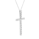 .925 Sterling Silver 4.0 Cttw Diamond 2-1/4" Cross Pendant with Box Chain Necklace (I-J Color, I1-I2 Clarity) - 18"-7