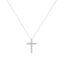 .925 Sterling Silver 1.0 Cttw Prong Set Round-Cut Diamond Cross 18" Pendant Necklace (I-J Color, I2-I3 Clarity)-6