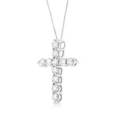 .925 Sterling Silver 1.0 Cttw Prong Set Round-Cut Diamond Cross 18" Pendant Necklace (I-J Color, I2-I3 Clarity)-7