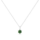 .925 Sterling Silver 1/2 Cttw Prong Set Treated Green Diamond Floral Cluster 18" Pendant Necklace (Green Color, I1-I2 Clarity)-14