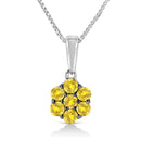 .925 Sterling Silver 1/2 Cttw Prong Set Treated Green Diamond Floral Cluster 18" Pendant Necklace (Green Color, I1-I2 Clarity)-17
