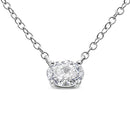 14K White Gold 1/2 Cttw Lab Grown Oval Shape Solitaire Diamond East West 18" Pendant Necklace (E-F Color, VS1-VS2 Clarity)-5
