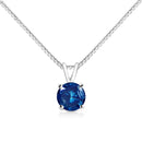 10K White Gold 1/4 Cttw Round Brilliant Cut Lab Grown Blue Diamond 4-Prong Solitaire Pendant Necklace (Blue Color, VS2-SI1 Clarity) - 18"-1