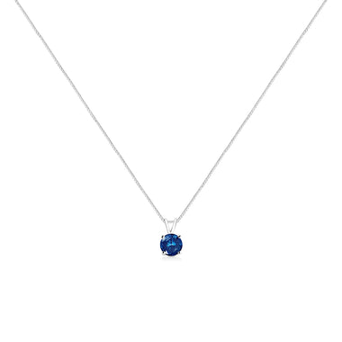 10K White Gold 1/4 Cttw Round Brilliant Cut Lab Grown Blue Diamond 4-Prong Solitaire Pendant Necklace (Blue Color, VS2-SI1 Clarity) - 18" - 0