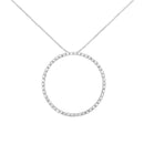 .925 Sterling Silver 4 cttw Prong Set, Round-Cut Diamond Open Circle Hoop 18" Pendant Necklace (J-K Color, I1-I2 Clarity)-4