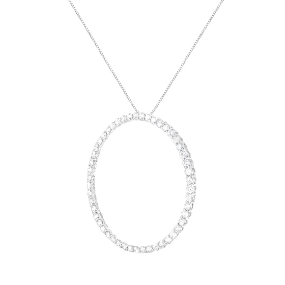 .925 Sterling Silver 4 cttw Prong Set, Round-Cut Diamond Open Circle Hoop 18" Pendant Necklace (J-K Color, I1-I2 Clarity)