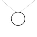 .925 Sterling Silver 4.0 Cttw Black Diamond Open Hoop Circle 18" Pendant Necklace (Black Color, I2-I3 Clarity)-4
