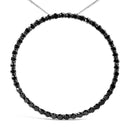 .925 Sterling Silver 4.0 Cttw Black Diamond Open Hoop Circle 18" Pendant Necklace (Black Color, I2-I3 Clarity)-5