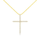 10K Yellow Gold Plated .925 Sterling Silver 3.0 Cttw Prong-Set Round Brilliant Cut Diamond Cross 18" Pendant Necklace (J-K Color, I1-I2 Clarity)-5