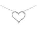 14K White Gold 3.0 Cttw Lab Grown Diamond Open Heart Pendant Necklace-1
