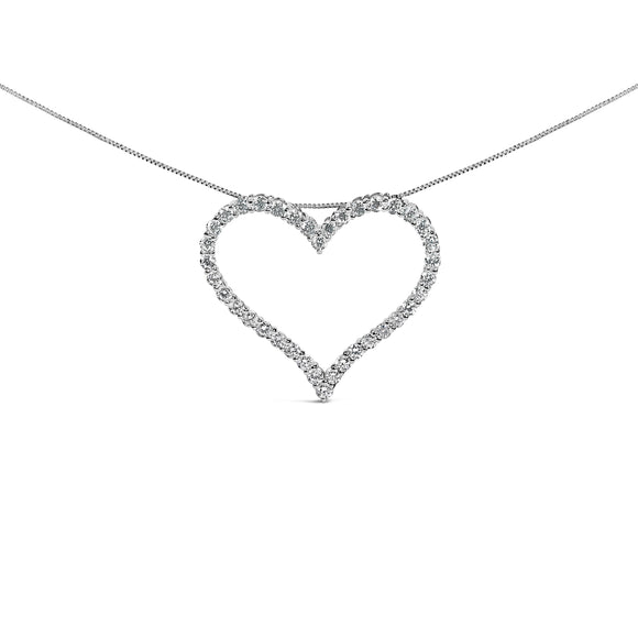 14K White Gold 3.0 Cttw Lab Grown Diamond Open Heart Pendant Necklace