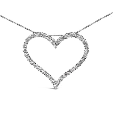 14K White Gold 3.0 Cttw Lab Grown Diamond Open Heart Pendant Necklace - 0