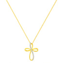 10K Yellow Gold Plated .925 Sterling Silver Diamond Accent Cross Ribbon 18" Pendant Necklace (I-J Color, I2-I3 Clarity)-7