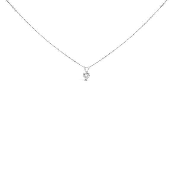 14K White Gold 3/8 Cttw Heart-Shaped Diamond Classic Solitaire 18" Pendant Necklace (H-I Color, VS2-SI1 Clarity)