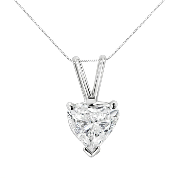 14K White Gold 1/5 Cttw 3-Prong Set Heart Shaped Solitaire Lab Grown Diamond 18" Pendant Necklace (F-G Color, VS2-SI1 Clarity)