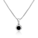 .925 Sterling Silver 3/4 Cttw Treated Blue Diamond Solitaire 18" Milgrain Pendant Necklace (Blue Color, I1-I2 Clarity)-9