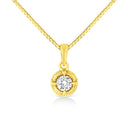 14K Yellow Gold Plated .925 Sterling Silver 1/2 Cttw Brilliant Round Cut Diamond Solitaire Milgrain 18" Pendant Necklace (K-L Color, I2-I3 Clarity)-16